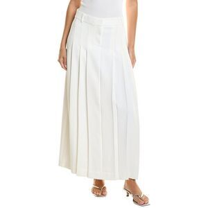 Kenneth Cole Womens Fly Front Pleated Maxi Skirt, White